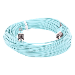 Jumper de Fibra Optica Multimodo 50/125 OM4, LC-LC Duplex, OFNR (Riser), Color Aqua, 20 Metros (65.62 Pies)
