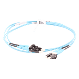 Jumper de Fibra Optica Multimodo 50/125 OM3, LC-LC Duplex, OFNR (Riser), Color Aqua, 2 Metros (6.56 Pies)