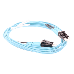 Jumper de Fibra Optica Multimodo 50/125 OM3, LC-LC Duplex, OFNR (Riser), Color Aqua, 2 Metros (6.56 Pies)