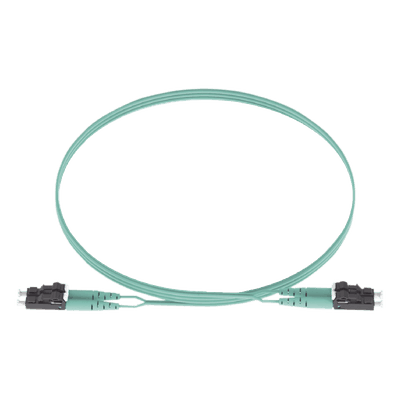 Jumper de Fibra Optica Multimodo 50/125 OM3, LC-LC Duplex, OFNR (Riser), Color Aqua, 5 Metros (16.40 Pies)