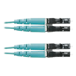 Jumper de Fibra Optica Multimodo 50/125 OM3, LC-LC Duplex, OFNR (Riser), Color Aqua, 9 Metros (29.53 Pies)