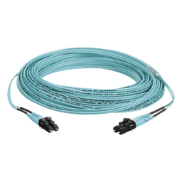 Jumper de Fibra Optica Multimodo 50/125 OM3, LC-LC Duplex, OFNR (Riser), Color Aqua, 15 Metros (49.21 Pies)