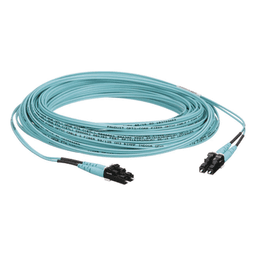 Jumper de Fibra Optica Multimodo 50/125 OM3, LC-LC Duplex, OFNR (Riser), Color Aqua, 15 Metros (49.21 Pies)