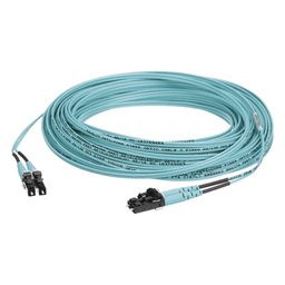 Jumper de Fibra Optica Multimodo 50/125 OM3, LC-LC Duplex, OFNR (Riser), Color Aqua, 15 Metros (49.21 Pies)