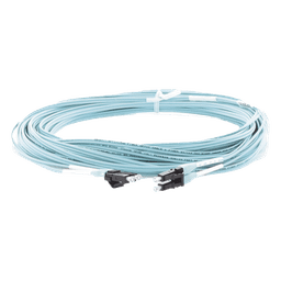 Jumper de Fibra Optica Multimodo 50/125 OM3, LC-LC Duplex, OFNR (Riser), Color Aqua, 15 Metros (49.21 Pies)