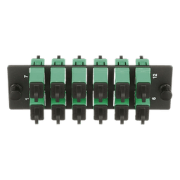 Placa Acopladora de Fibra Optica FAP, Con 12 Conectores SC/APC (12 Fibras), Para Fibra Monomodo OS1/OS2, Color Verde