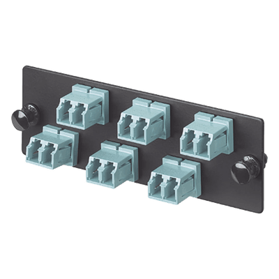Placa Acopladora de Fibra Optica FAP, Con 6 Conectores LC Duplex (12 Fibras), Para Fibra Multimodo OM3/OM4, Color Aqua