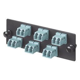 Placa Acopladora de Fibra Optica FAP, Con 6 Conectores LC Duplex (12 Fibras), Para Fibra Multimodo OM3/OM4, Color Aqua