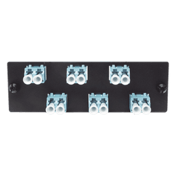 Placa Acopladora de Fibra Optica FAP, Con 6 Conectores LC Duplex (12 Fibras), Para Fibra Multimodo OM3/OM4, Color Aqua