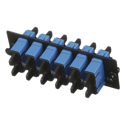 Placa Acopladora de Fibra Optica FAP, Con 6 Conectores SC Duplex (12 Fibras), Para Fibra Monomodo OS1/OS2, Color Azul