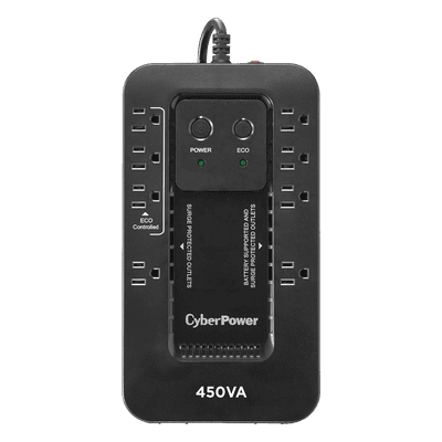 UPS de 450 VA/260 W, Topología Standby con Modo Ahorrador ECO, Entrada 120 Vca NEMA 5-15P, Con 8 Tomas NEMA 5-15R 
