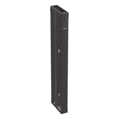 Organizador Vertical de Cables / Alta Densidad 45 RU / Doble Frontal y Posterior / 6 in (152 mm) Ancho / Acero y ABS / Push-to-Close