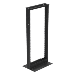 Rack de 2 Postes (Doble Perforación), Estándar 19", 24 Unidades, Fabricado en Acero, Base "L" para Anclar a Piso.