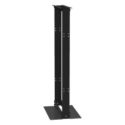 Rack de 2 Postes (Doble Perforación), Estándar 19", 24 Unidades, Fabricado en Acero, Base "L" para Anclar a Piso.