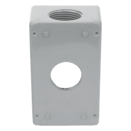 Caja Condulet FS de 1" (25.4 mm ) con tres bocas una arriba y una atrás a prueba de intemperie.
