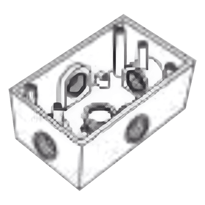 Caja Condulet FS de 3/4" (19.05 mm ) con cinco bocas a prueba de intemperie.