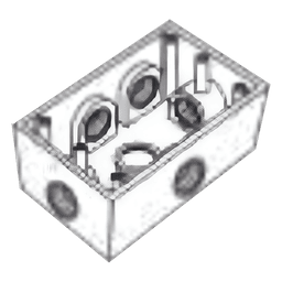 Caja Condulet FS de 1/2" (12.7 mm) con seis bocas a prueba de intemperie.