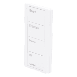 Control Pico inalámbrico de 4 botones con escenas grabadas para sala (Bright, Entertain, Movie y Off), compatible con Caseta Wireless y RA2 Select, blanco brillante