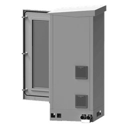 Gabinete de Piso para Exterior con Ventiladores y Termostato con Rack de 19" de 16 U + Espacio para Baterías, Se envía el Gabinete Armado.