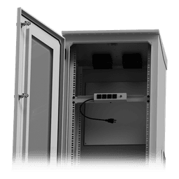 Gabinete de Piso para Exterior con Ventiladores y Termostato con Rack de 19" de 16 U + Espacio para Baterías, Se envía el Gabinete Armado.