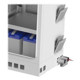Gabinete de Piso para Exterior con Ventiladores y Termostato con Rack de 19" de 16 U + Espacio para Baterías, Se envía el Gabinete Armado.