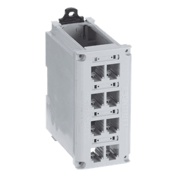 Panel de Parcheo Modular para Cobre, de Instalación en Riel DIN Estándar de 35 mm (1.38 pulgadas), 8 Puertos Mini-Com, Color Gris
