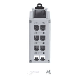 Panel de Parcheo Modular para Cobre, de Instalación en Riel DIN Estándar de 35 mm (1.38 pulgadas), 8 Puertos Mini-Com, Color Gris