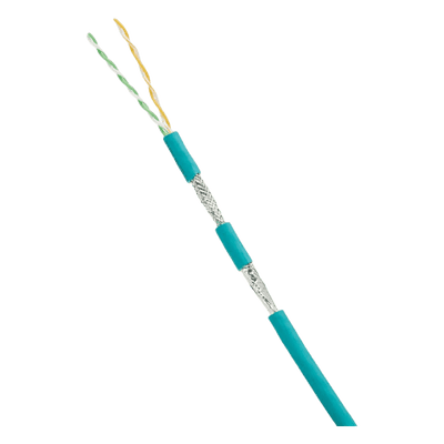Bobina de Cable Blindado SF/UTP Categoría 5e de 2 Pares, Uso Industrial con Resistencia al Aceite y Rayos UV, Multifilar 24/7 (Flexible), Color Azul Cerceta, Bobina de 305 Metros (1000 Pies)
