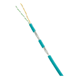 Bobina de Cable Blindado SF/UTP Categoría 5e de 2 Pares, Uso Industrial con Resistencia al Aceite y Rayos UV, Multifilar 24/7 (Flexible), Color Azul Cerceta, Bobina de 305 Metros (1000 Pies)