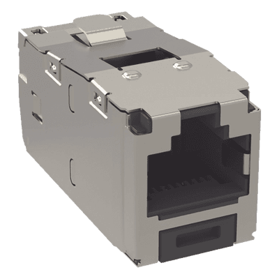 Conector Jack RJ45 Blindado, Estilo TG, Mini-Com, Categoría 6, de 8 Posiciones y 8 Cables, Color Negro