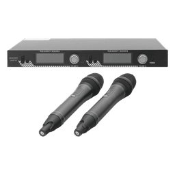 Sistema de Microfonía Inalámbrico UHF / 2 Micrófonos de Mano / 200 Canales / Alcance 100 m (328 ft) / Frecuencia 640-857 MHz / Batería 10-15 Horas