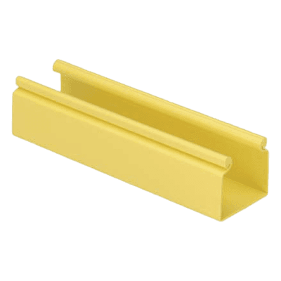 Canaleta FiberRunner™ 2X2 sin Tapa, de PVC Rígido, Con Orificios de Montaje, Color Amarillo, 1.8 m de Largo