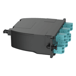 Casete OptiCom de Fibra Óptica Multimodo OM4, Con Conector MPO a 6 LC Duplex, Polaridad Método A, Pérdida de Inserción Estándar