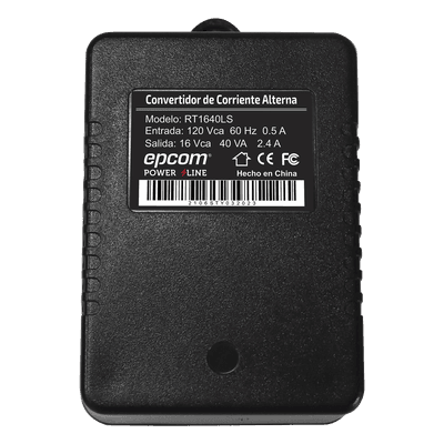 Transformador / 16 VCA / 40 VA / 120 VCA Entrada / -10°C a 45°C / 102.5 x 68 x 58 mm