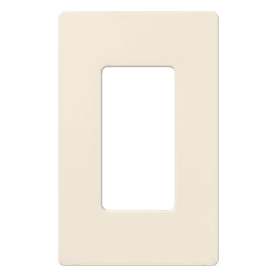 Placa de pared sin tornillos de 1 espacio, acabado satinado color Biscuit, para atenuadores y apagadores con abertura tipo designer de Lutron