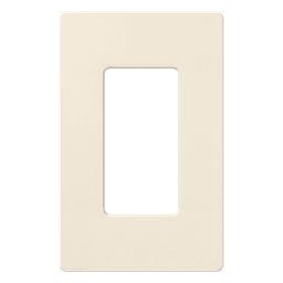 Placa de pared sin tornillos de 1 espacio, acabado satinado color Biscuit, para atenuadores y apagadores con abertura tipo designer de Lutron