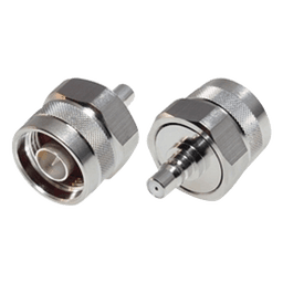 Adaptador de Bajo PIM, Interserie de Conector N Macho a QMA (Quick Mate) Hembra, Bronce Blanco/ Oro/ Teflón.