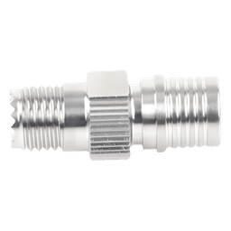 Adaptador en Línea, de Conector QMA (Quick Mate) Macho a Mini-UHF Hembra, Bronce Blanco/ Oro/ Teflón.