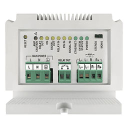 Etapa de potencia IP / 2×25W estéreo o 1×50W mono / Carril DIN / RTP-SIP-Modbus / WAV-MP3 / 8 GB
