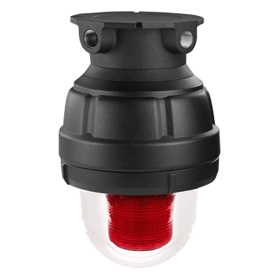 Luz estroboscópica a prueba de explosiones / 24 Vcd / Rojo / UL cUL Clase I Div 1 Grupos C-D / Clase I Div 2 Grupos A-B / Clase II Div 1 Grupos E-F-G / Clase III / -55°C a 65°C
