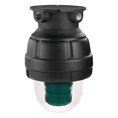 Luz estroboscópica a prueba de explosiones UL y cUL para Clase I, División 1, Grupo C y D; Clase I, División 2, Grupos A y B; Clase II, División 1, Grupos E, F y G; Clase III , 24 Vcd, color Verde, montaje no incluido