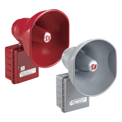 AudioMaster® Altavoz de bocina reentrante para megafonía y anunciamiento publico, 30W de Potencia, Listado contra incendios UL, Color Gris