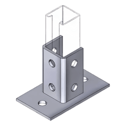 Base de Montaje Cuadrada / 4 Perforaciones / Acero Galvanizado / Perfil Sencillo Industrial