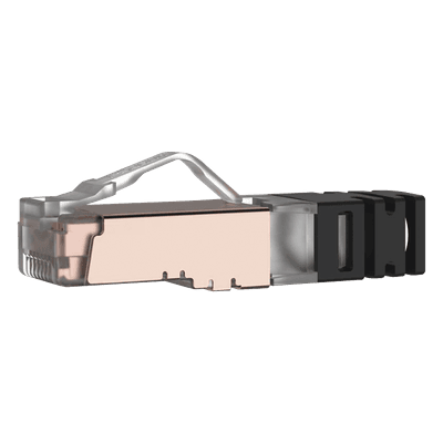 Plug RJ45 Blindado Cat6 / 24-26 AWG / 50μin Oro / 100 Piezas / 6.35 mm / PoE++ 100W+ / -10°C a 60°C / UL94 V0