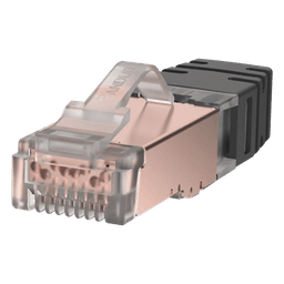 Plug RJ45 Blindado Cat6 / 24-26 AWG / 50μin Oro / 100 Piezas / 6.35 mm / PoE++ 100W+ / -10°C a 60°C / UL94 V0
