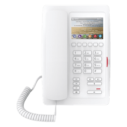 Teléfono IP para Hotelería / Pantalla LCD 3.5" / 6 Teclas Programables / PoE 802.3af / Dual Ethernet 10/100 Mbps / Modo Puente PC