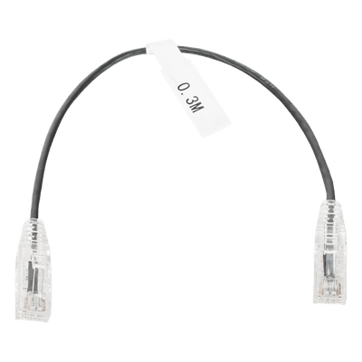 Cable de Parcheo Slim UTP Cat6 - 30 cm (11.81 Pulgadas) Negro Diámetro Reducido (28 AWG)