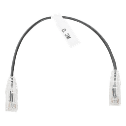 Cable de Parcheo Slim UTP Cat6 - 30 cm (11.81 Pulgadas) Negro Diámetro Reducido (28 AWG)