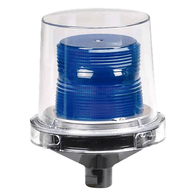 Luces estroboscópicas para lugares peligrosos Electraray® , Homologado UL y cUL para Clase I, División 2, Grupos A, B, C y D; Clase II, División 2, Grupos F y G; Clase III , 12-24 VCD, color Azul, parpadeo predeterminado