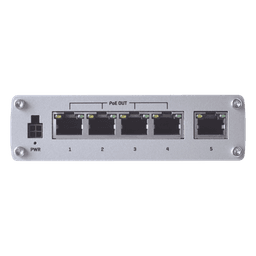 Switch Industrial No-Administrable / 5 Puertos Gigabit / 4 Puertos PoE+ 802.3af/at / 120W Total / -40°C a 75°C / Riel DIN / 115x32x95 mm (4.5x1.3x3.7 in)